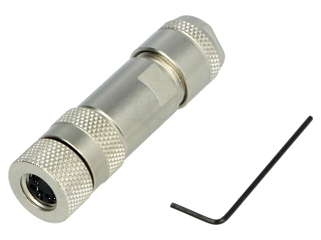 Connector: M8; vrouwelijk; PIN: 4; recht; afgeschermd; voor draad Connector: M8; vrouwelijk; PIN: 4; recht; afgeschermd; voor draad